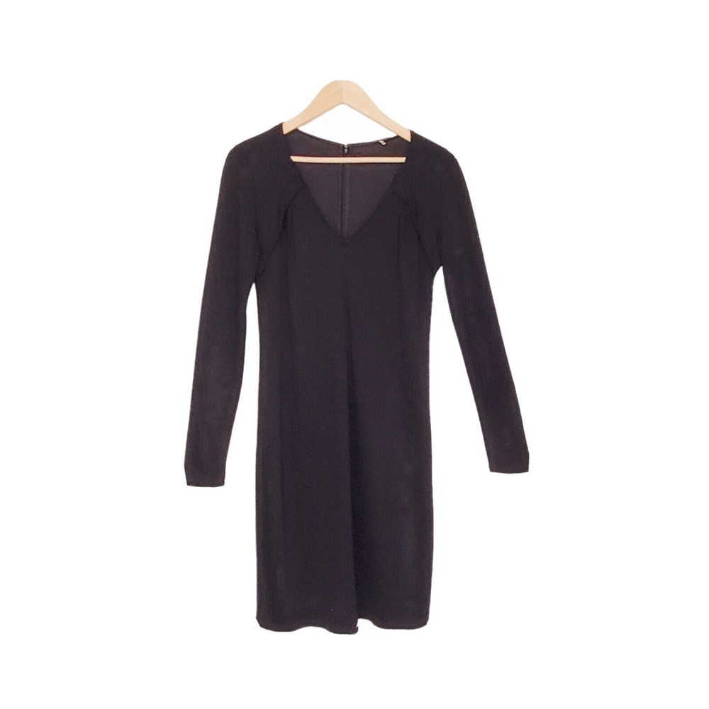 Elie Tahari Size M Black Long Sleeve Cotton Blend Midi Dress